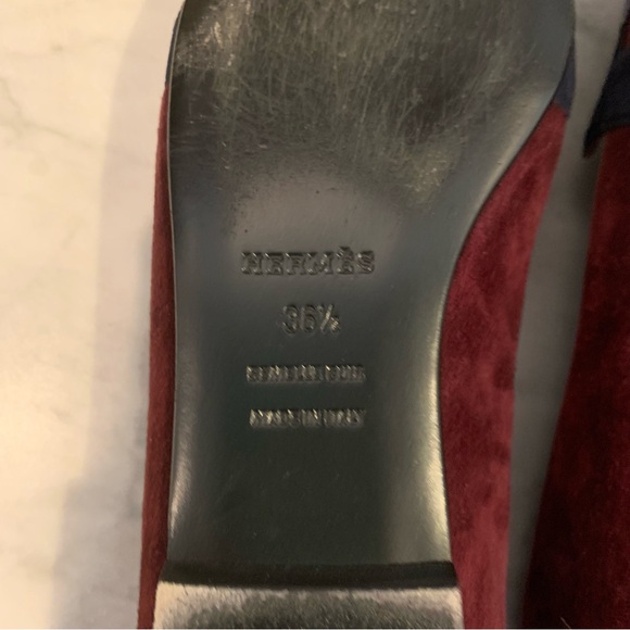 🔥 Last Chance 💯 AUTH HERMES Suede Nice H Logo Flats - Picture 6 of 7
